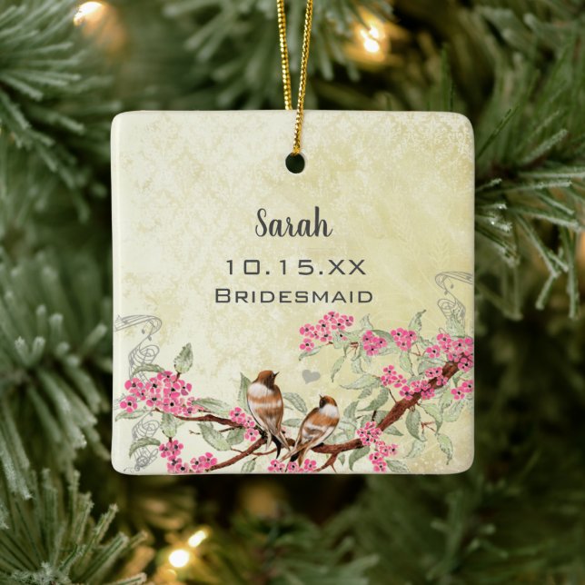 Gastgeschenk Hochzeit der Vintagen Vogelgrippe Keramikornament (Baum)