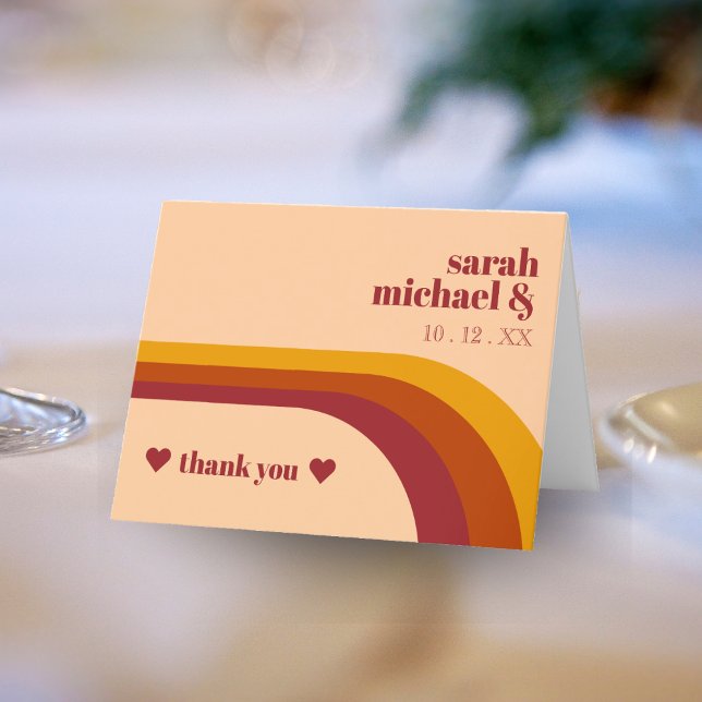 Gastgeschenk Hochzeit des rückwärts gekrümmten Str Dankeskarte (Retro Curved Stripe Arch Wedding Favor Thank You Card)