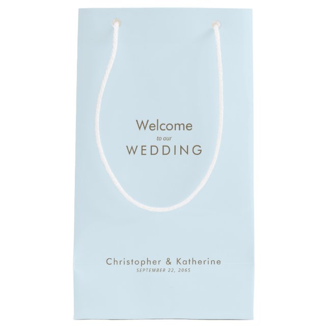 Gastgeschenk Hochzeit Eisblauer Name und Datum Kleine Geschenktüte (Vorderseite)