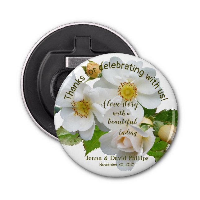 Gastgeschenk Hochzeit Elegante Rose Vollblut Flaschenöffner (Vorderseite)