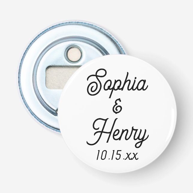 Gastgeschenk Hochzeit Elegante Script Black Typogr Flaschenöffner (Vorderseite)