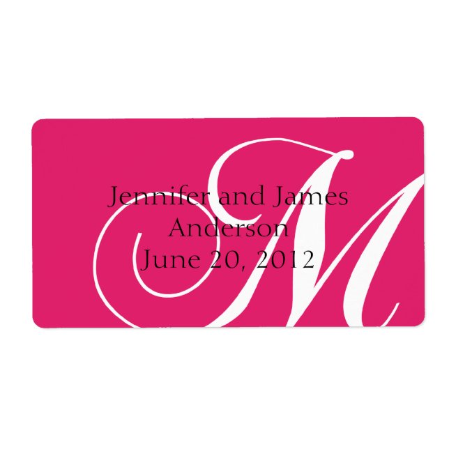 Gastgeschenk Hochzeit Etiketten Rosa Monogramm (Vorne)
