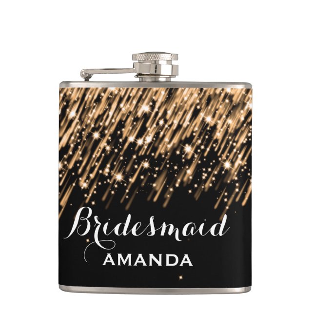 Gastgeschenk Hochzeit Fallende Sterne Gold Flachmann (Vorderseite)