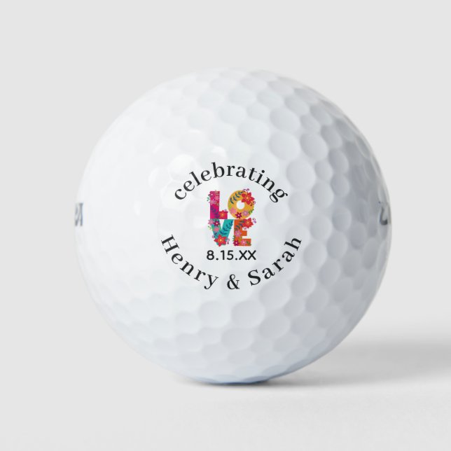 Gastgeschenk Hochzeit Farbenfrohe Liebe Golfball (Vorderseite)