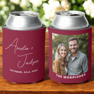 Gastgeschenk Hochzeit Foto Burgundy Moderne Dosenkühler