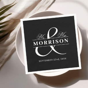 Gastgeschenk Hochzeit Frau Schwarz-weiß Serviette