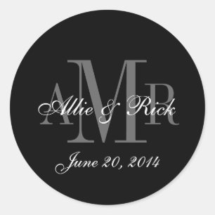 Gastgeschenk Hochzeit für drei Buchstaben Monogram Runder Aufkleber