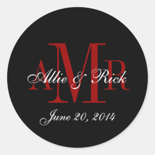 Gastgeschenk Hochzeit für drei Buchstaben Monogram Runder Aufkleber