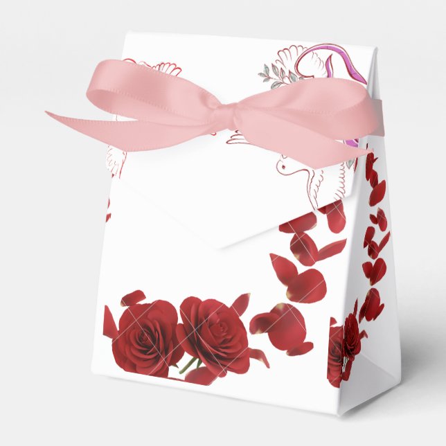 Gastgeschenk Hochzeit für Elegante Rote Rosen Geschenkschachtel (Vorderseite)
