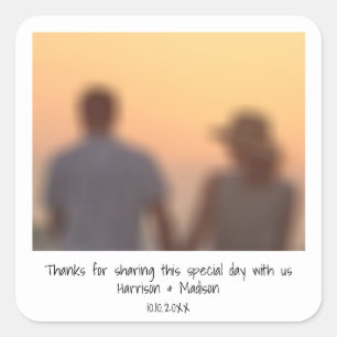 Gastgeschenk Hochzeit für Instant-Foto Quadratischer Aufkleber