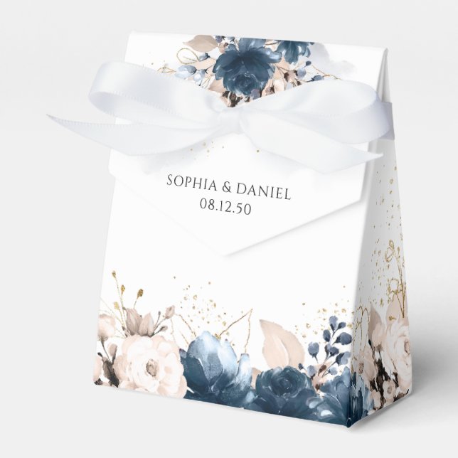 Gastgeschenk Hochzeit für Navy Blue und Dusty Rose Geschenkschachtel (Vorderseite)