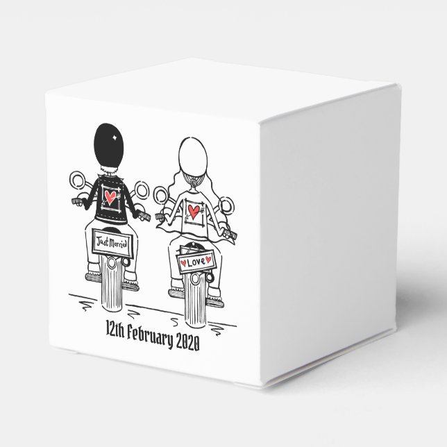 Gastgeschenk Hochzeit für personalisierte Fahrräde Geschenkschachtel (Rückseite)