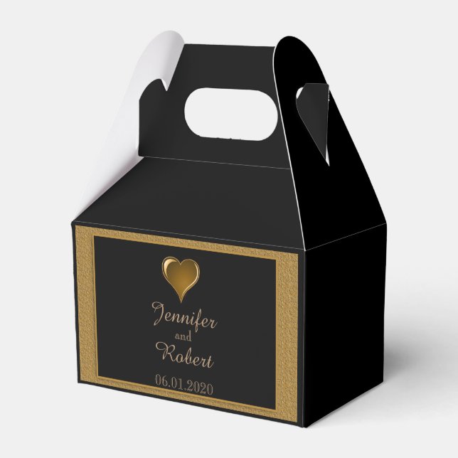 Gastgeschenk Hochzeit für Schwarz und Gold Geschenkschachtel (Vorderseite)