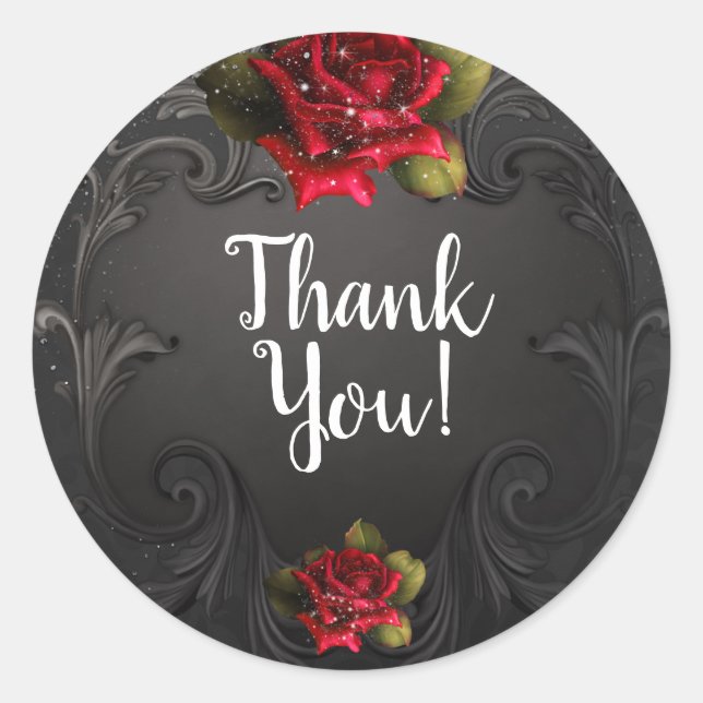 Gastgeschenk Hochzeit für Vintage Rote Rosen Runder Aufkleber (Vorderseite)