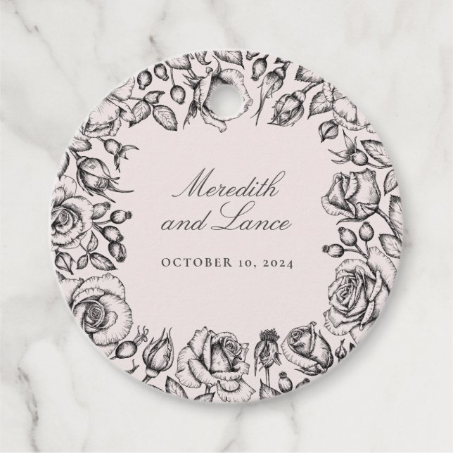 Gastgeschenk Hochzeit für Vintage Schwarze Rose Geschenkanhänger (Vorderseite)