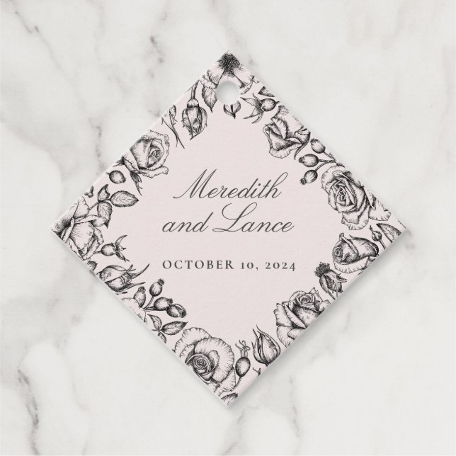 Gastgeschenk Hochzeit für Vintage Schwarze Rose Geschenkanhänger (Vorderseite)