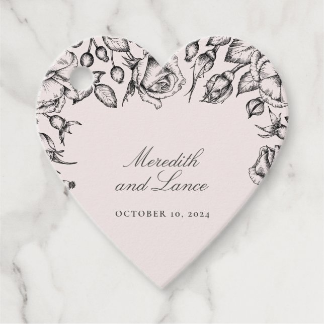 Gastgeschenk Hochzeit für Vintage Schwarze Rose Geschenkanhänger (Vorderseite)