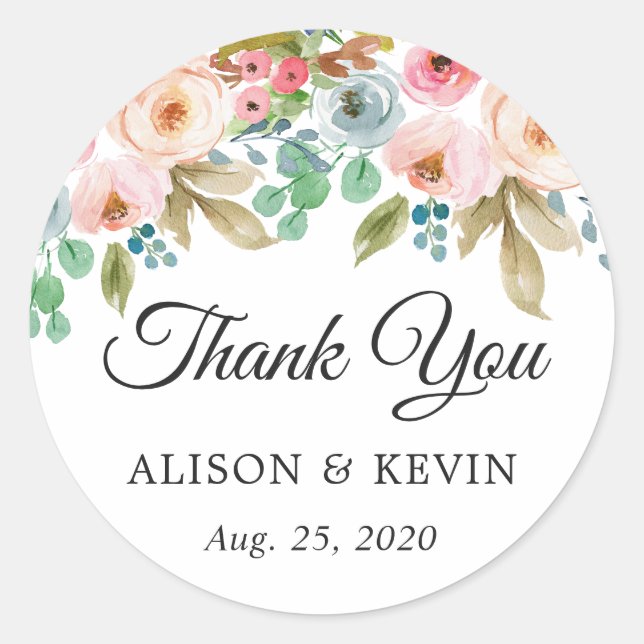Gastgeschenk Hochzeit für Wasserfarben Runder Aufkleber (Vorderseite)