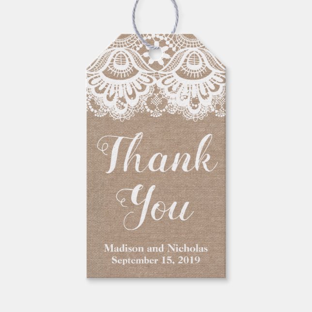 Gastgeschenk Hochzeit-Geschenktasten, rustikal Geschenkanhänger (Vorderseite)