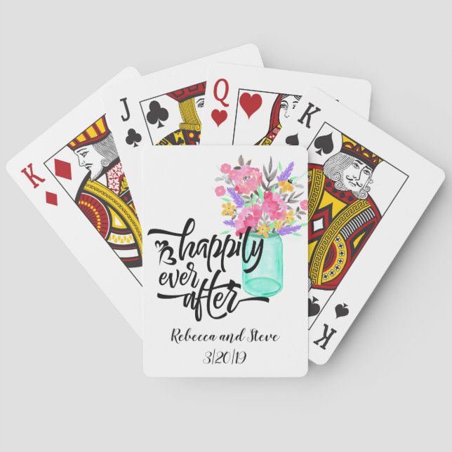 Gastgeschenk Hochzeit Gift Blume Mason Jar Spielkarten (Rückseite)