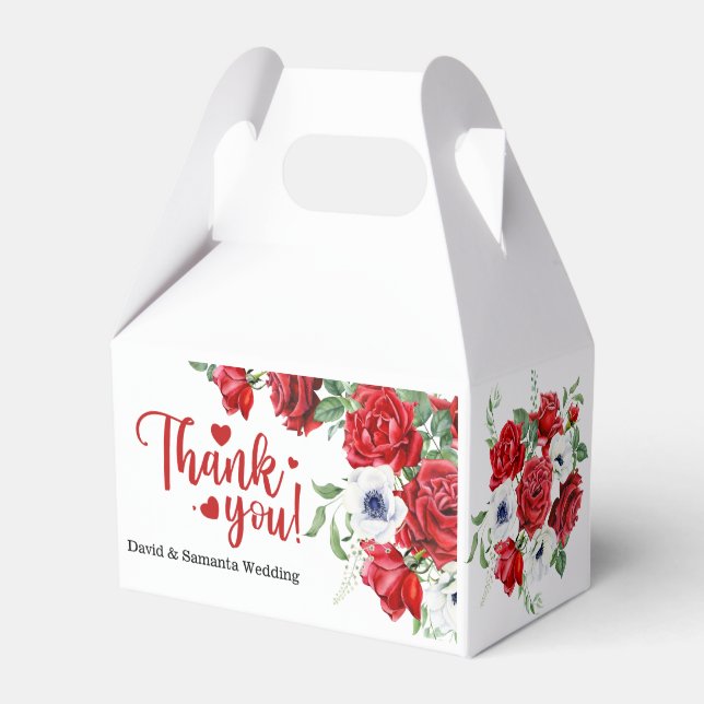 Gastgeschenk Hochzeit "Grün und Rot" Geschenkschachtel (Vorderseite)