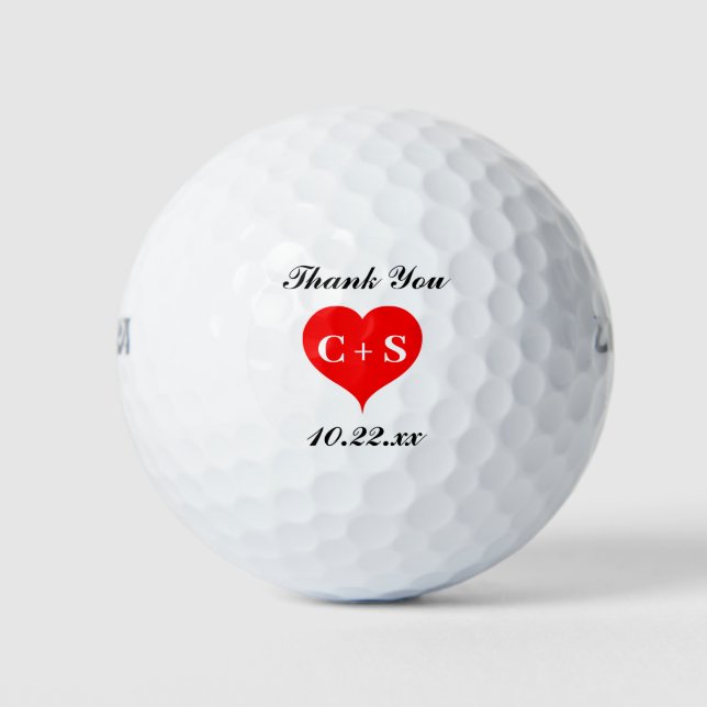 Gastgeschenk Hochzeit Herzinitials Monogram Vielen Golfball (Vorderseite)