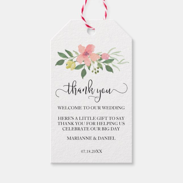 Gastgeschenk Hochzeit | Herzlich willkommen und vi Geschenkanhänger (Vorderseite)