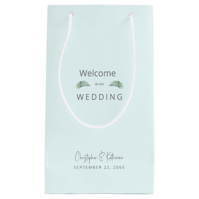 Gastgeschenk Hochzeit Ice Blue Tropical Names & Da Kleine Geschenktüte (Vorderseite)