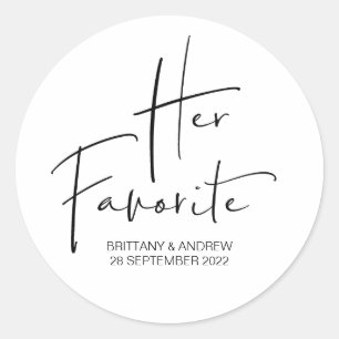 Gastgeschenk Hochzeit Ihre Lieblings-Leckerei Box  Runder Aufkleber