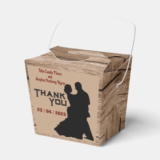 Gastgeschenk Hochzeit im Holzstil Geschenkschachtel (Vorderseite)