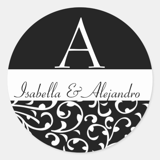 Gastgeschenk Hochzeit-Labels für Monogramm-Namen w Runder Aufkleber (Vorderseite)