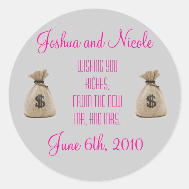 Gastgeschenk Hochzeit Labels! Runder Aufkleber (Vorderseite)
