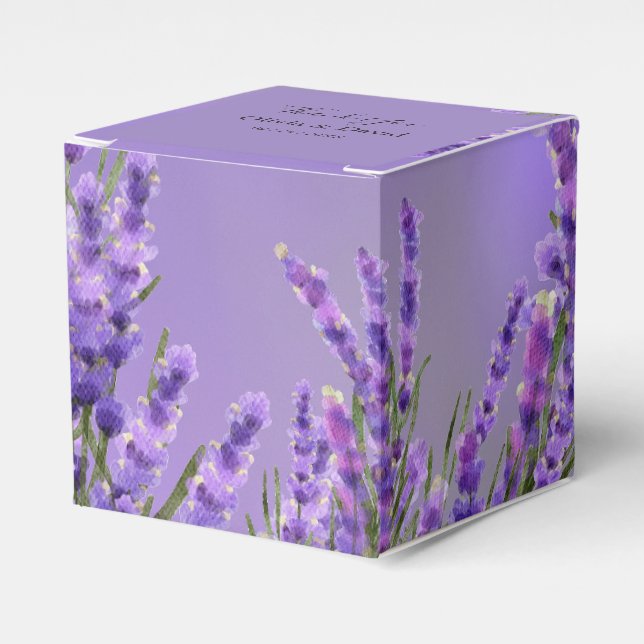 Gastgeschenk Hochzeit "Lavendel Lila Florals" Geschenkschachtel (Vorderseite)