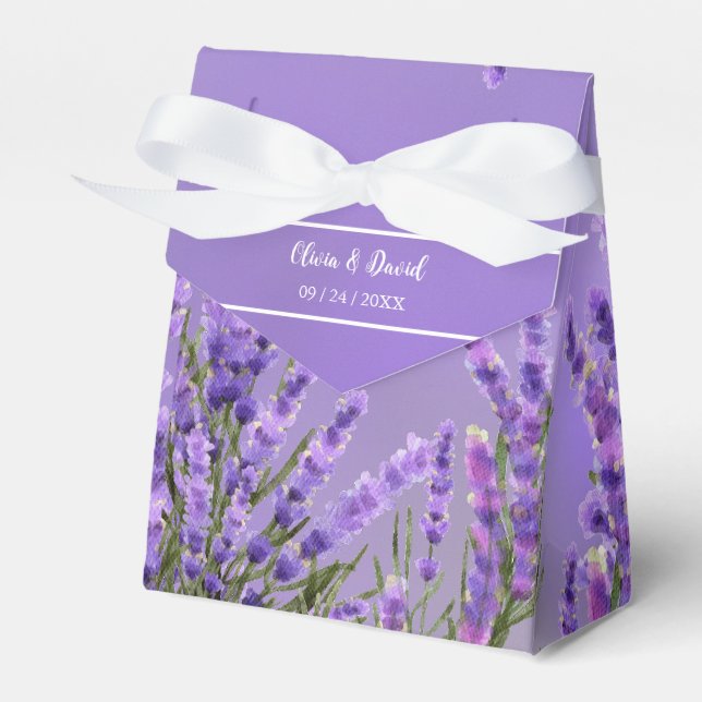 Gastgeschenk Hochzeit "Lavendel Lila Florals" Geschenkschachtel (Vorderseite)