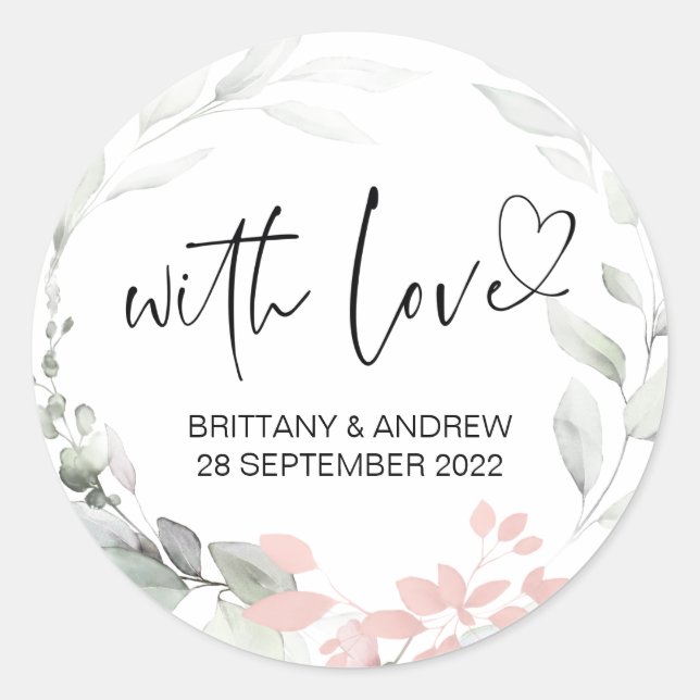 Gastgeschenk Hochzeit Leckerei Beutel Marmelade mi Runder Aufkleber (Vorderseite)