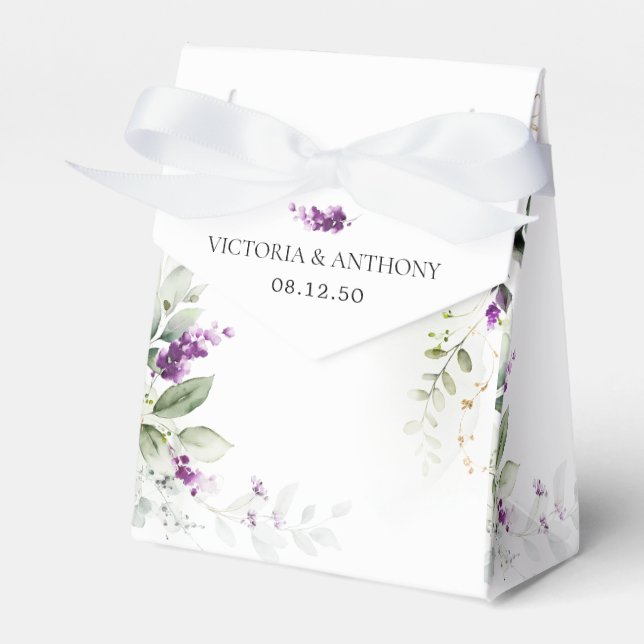 Gastgeschenk Hochzeit "lila Greenery Lavender" Geschenkschachtel (Vorderseite)