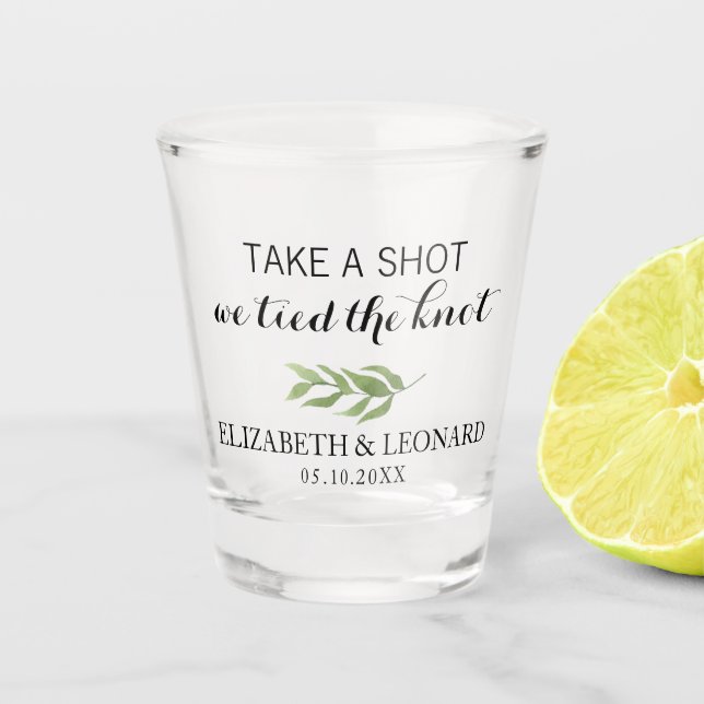 Gastgeschenk Hochzeit machen einen Schuss, wir ban Schnapsglas (Vorderseite)