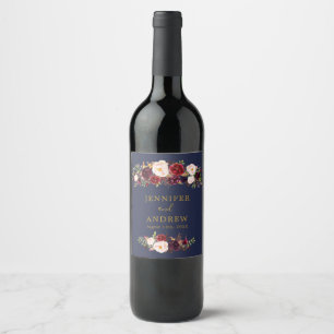Gastgeschenk Hochzeit Marsala Flora Weinkarte Weinetikett