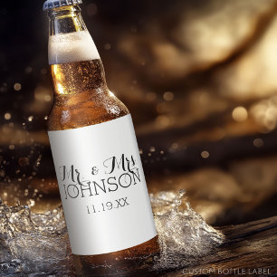 GASTGESCHENK HOCHZEIT - MINIMALISTISCH SCHWARZ-WEI BIERFLASCHENETIKETT