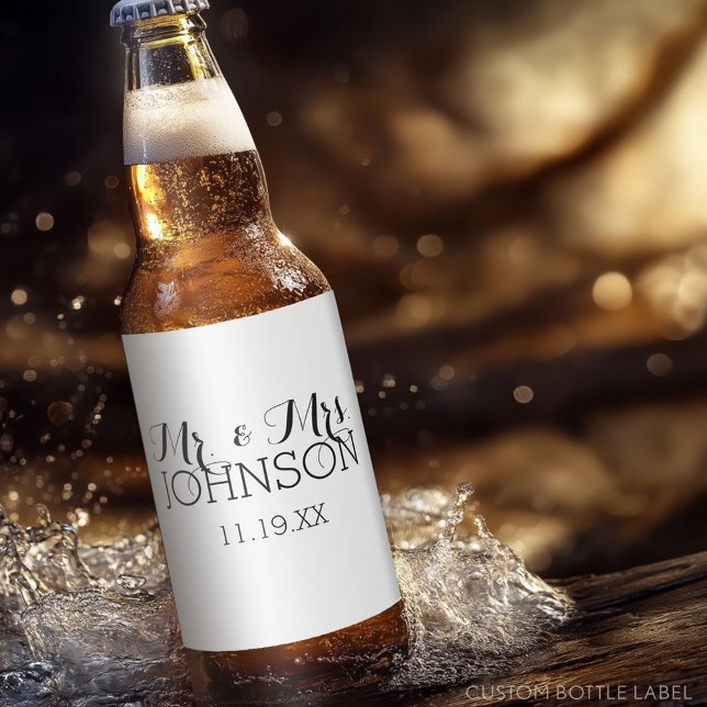 GASTGESCHENK HOCHZEIT - MINIMALISTISCH SCHWARZ-WEI BIERFLASCHENETIKETT (Custom Party Beer Label - Wedding Anniversary)