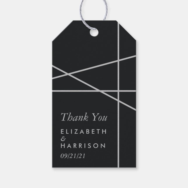 Gastgeschenk Hochzeit mit einfachem geometrischem  Geschenkanhänger (Vorderseite)