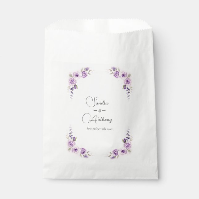 Gastgeschenk Hochzeit mit Lavendel und Blush Rose Geschenktütchen (Vorderseite)
