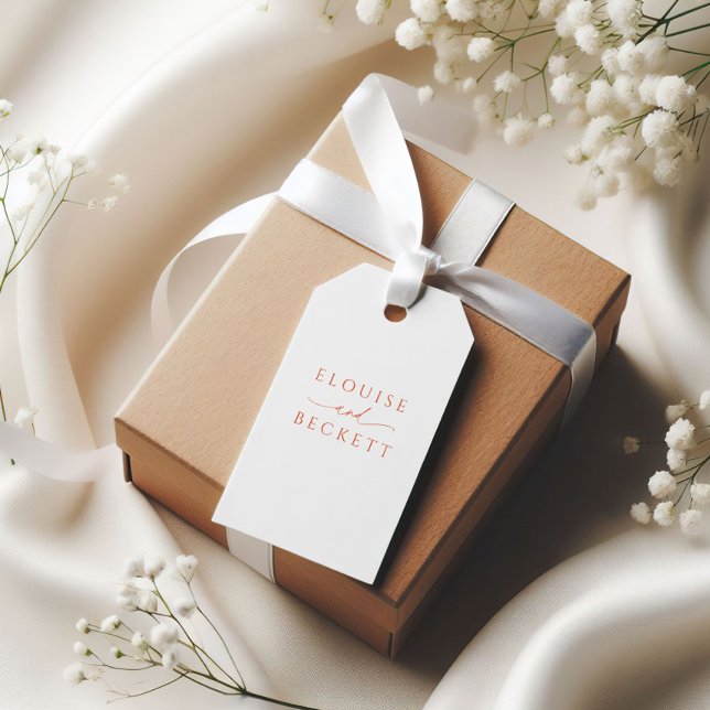 Gastgeschenk Hochzeit mit moderner weißorangefarbe Geschenkanhänger (Von Creator hochgeladen)