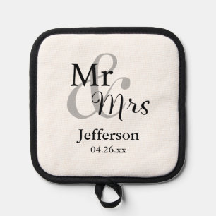 Gastgeschenk Hochzeit mit Name und Datum Topflappen