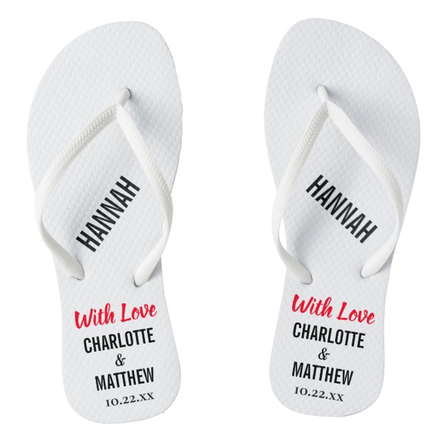 Gastgeschenk Hochzeit Moderne Typografie Flip Flops (Fußbett)
