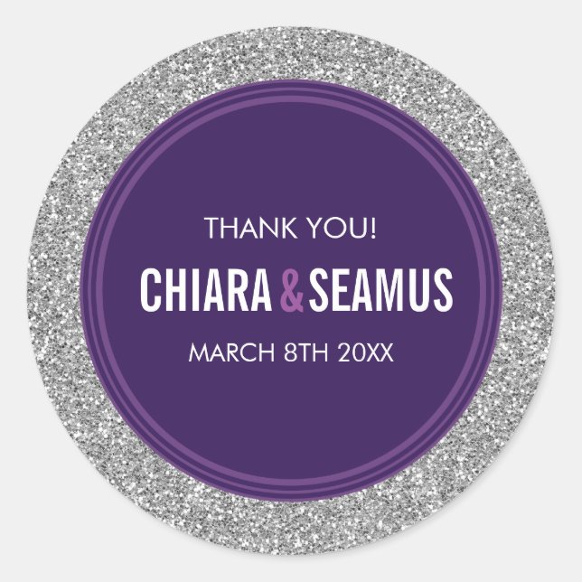 GASTGESCHENK HOCHZEIT Moderner, schlichter Glitzer Runder Aufkleber (Vorderseite)