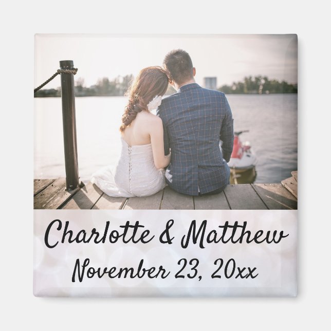 Gastgeschenk Hochzeit Modernes Typografie Foto Vie Magnet (Vorne)