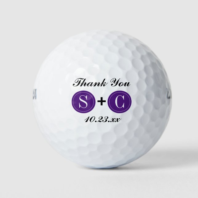 Gastgeschenk Hochzeit Monogram Initialen Vielen Da Golfball (Vorderseite)