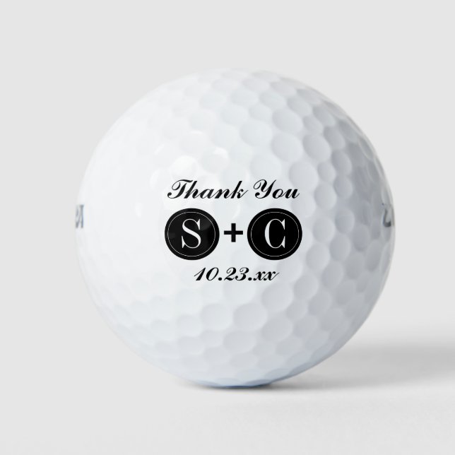 Gastgeschenk Hochzeit Monogram Initialen Vielen Da Golfball (Vorderseite)