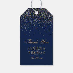 Gastgeschenk Hochzeit Navy Blue & Glam Gold Confet Geschenkanhänger